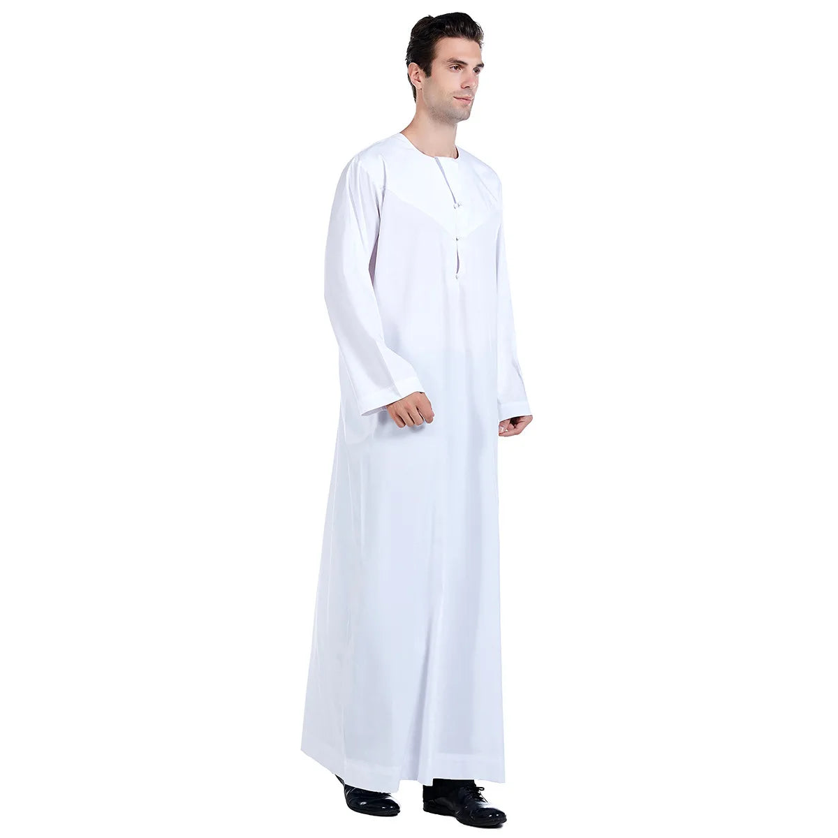 Men Abaya Solid Muslim Long Sleeve Button Dress Pakistan Islam Clothing Jubba Thobe Saudi Arabia Kleding Kaftan Oman Qamis Homme