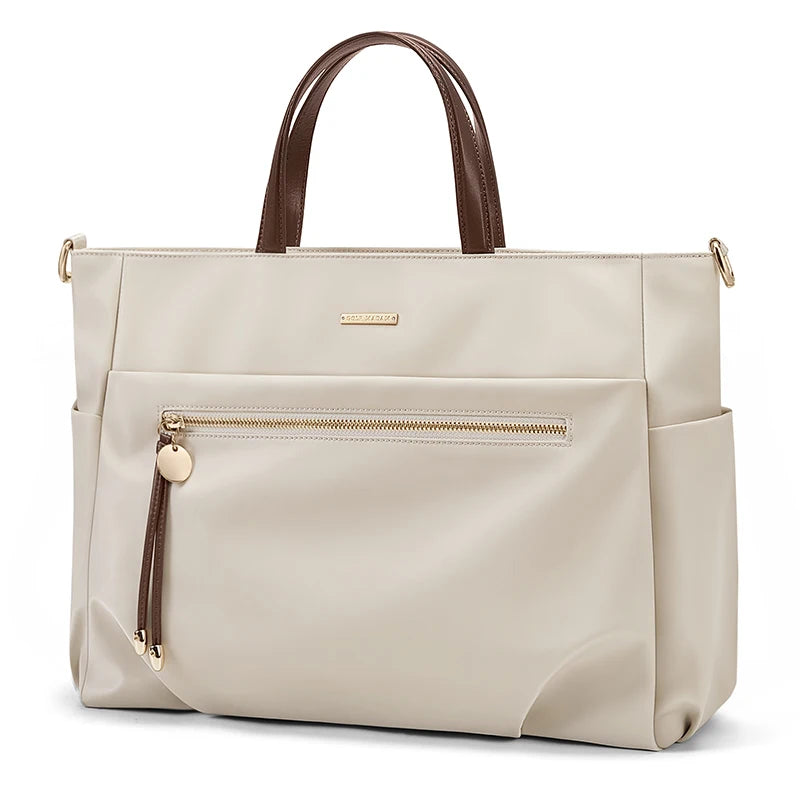 GOLF Women's Handbag Elegant Briefcase Tote Woman Business Leather Handle Nylon Lightweight 15 inch Shoulder Bag Multi Pockets