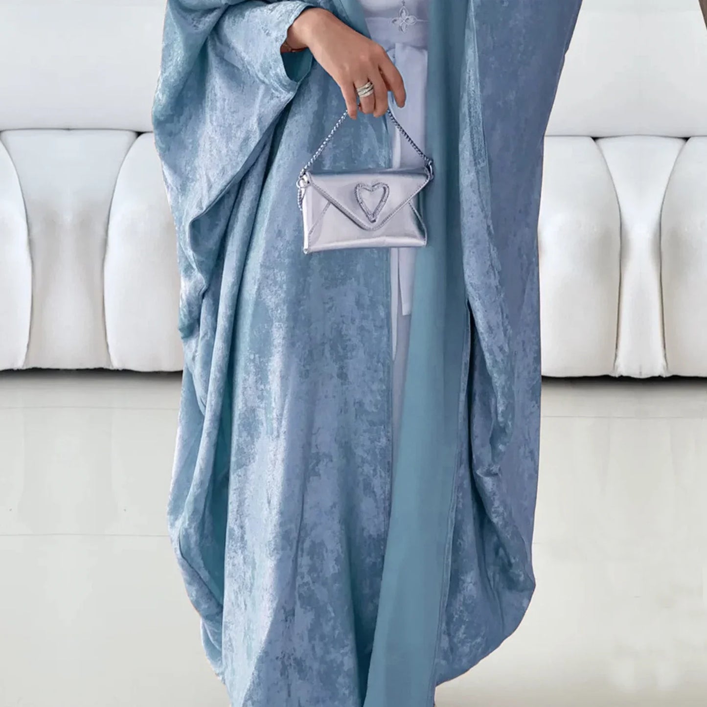 2025 Fashion Elegant Dubai Turkish Abaya Muslim's Women Inner Under Dress Abayas Open Front Cardigan