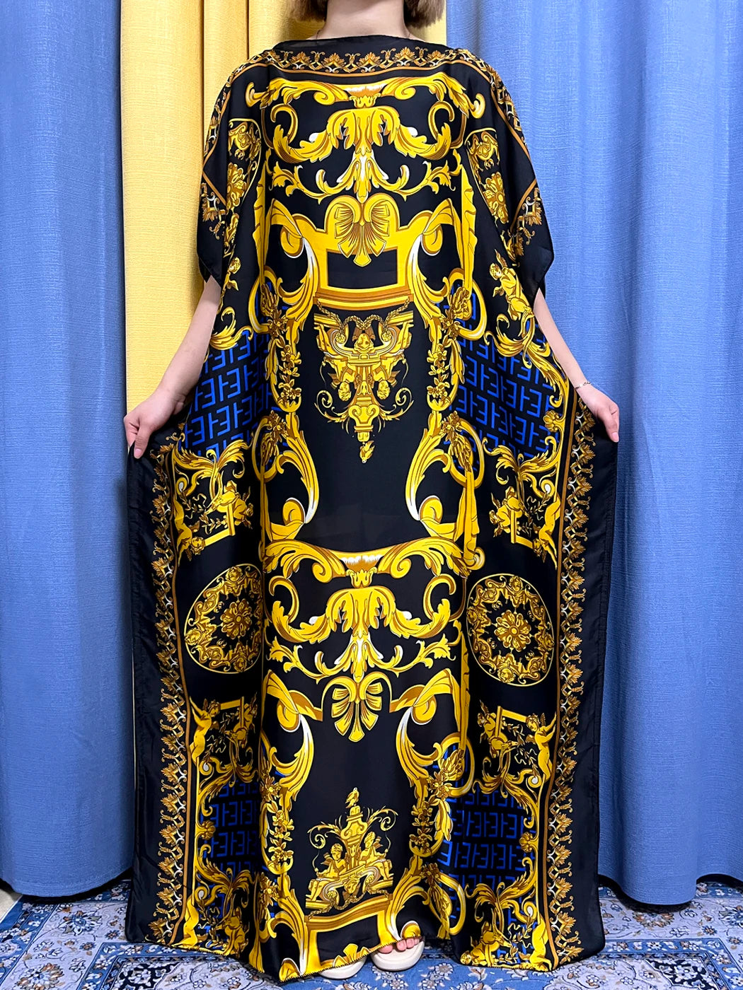 Abayas For Women 2023 Printed Silk Soft Loose Femme Robe Muslim Summer Fashion Clothing African Islam Woman Dresses With Turban