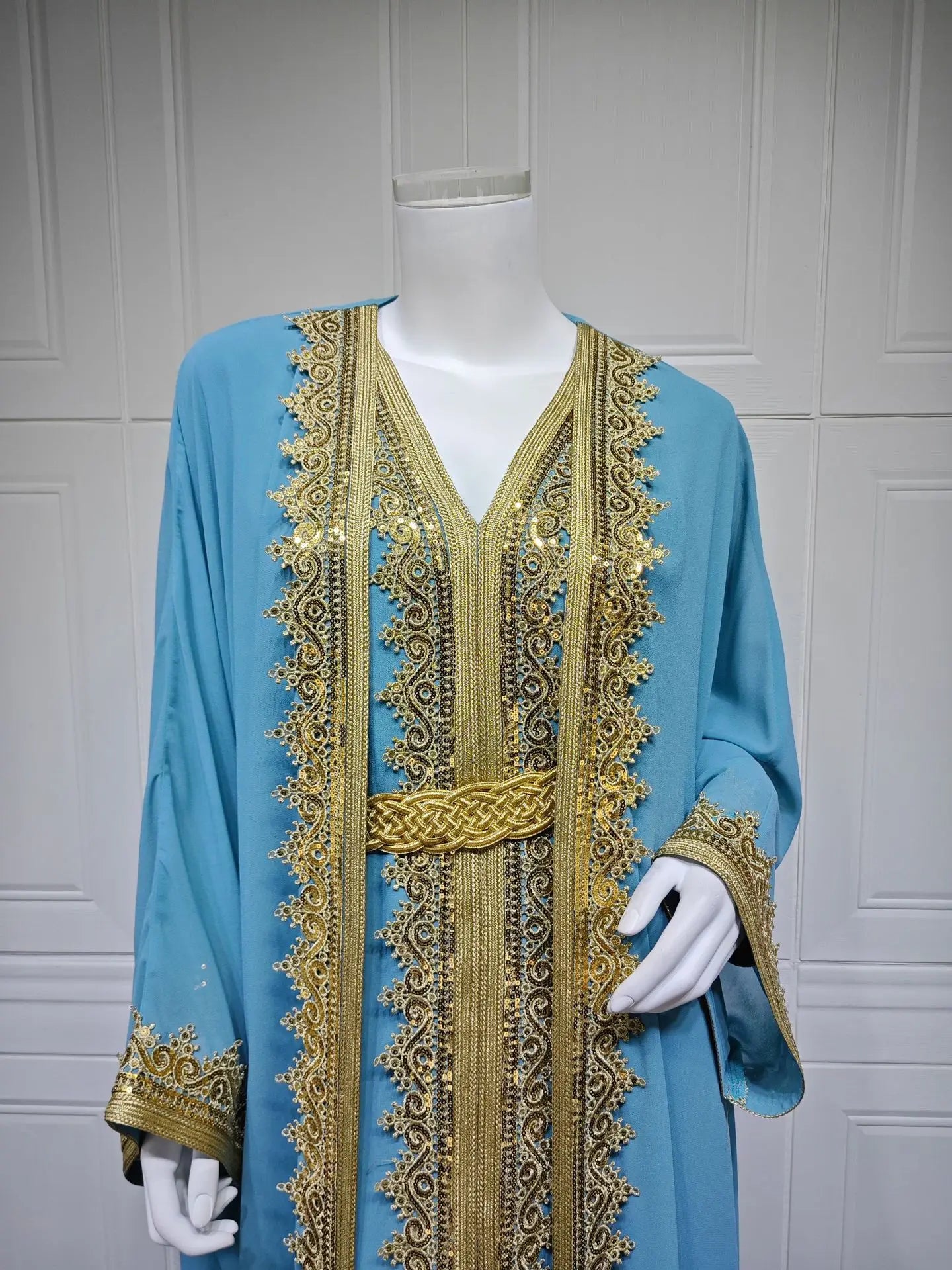 Eid Women Abaya Dress Muslim 2 Piece Set Cardigan with Inner Dress Lace-up Robe Caftan Robe Jalabiya Ramadan Morocco Kaftan 2025
