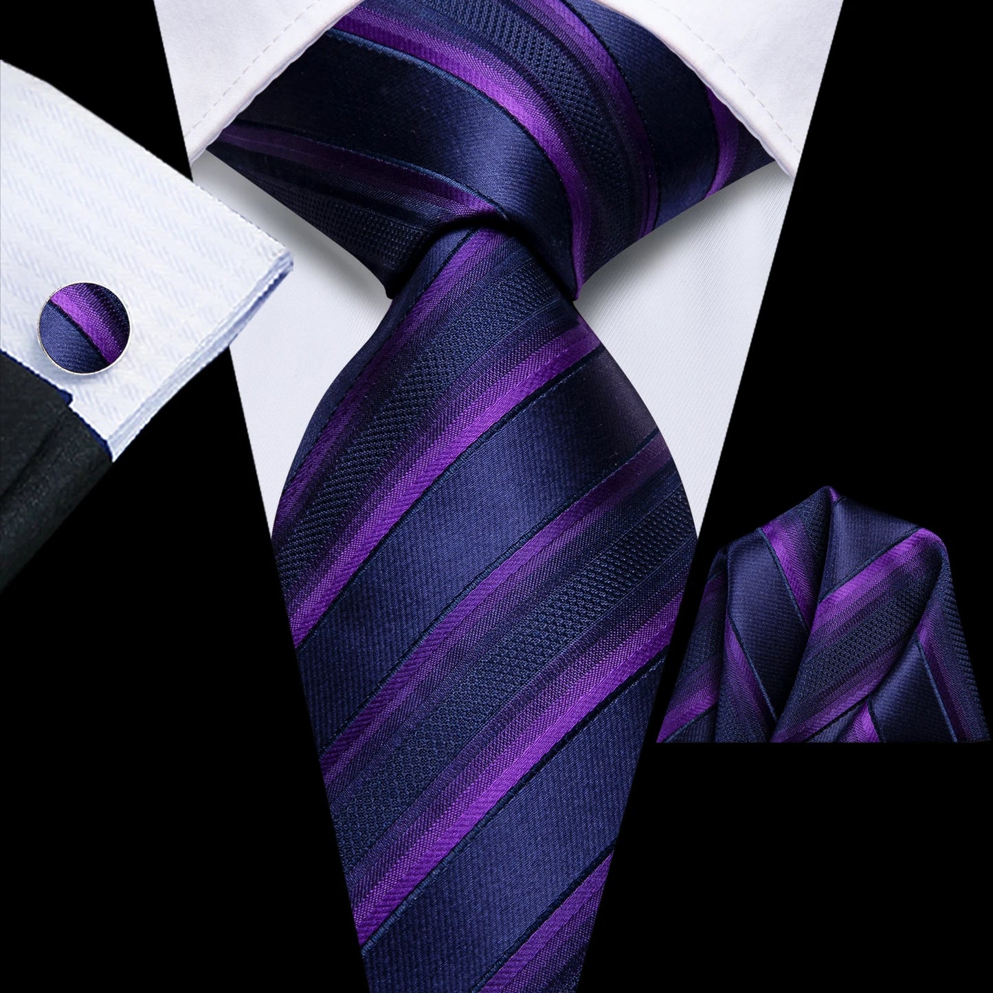 Hi-Tie Designer Grey Plaid Novelty Silk Wedding Tie For Men Handky Cufflink Gift Mens Necktie Fashion Business Party Dropshiping