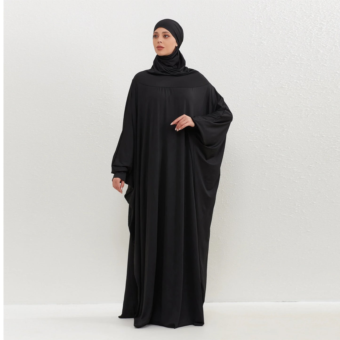 Muslim Abayas Hijab Smocking Sleeve One-piece Prayer Dress Women Jilbabs Hooded Kaftans Islamic Dubai Saudi Robe Turkish Modesty
