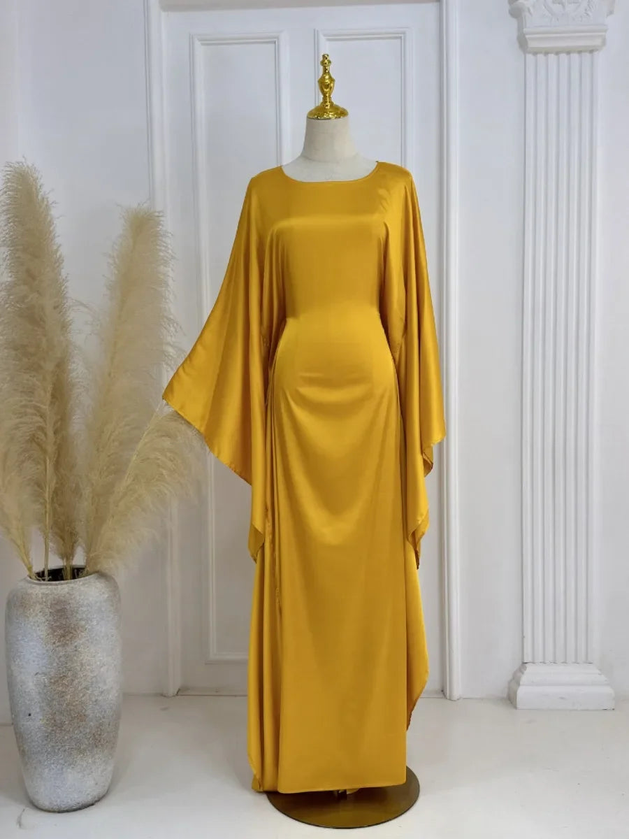 Eid Modest Bat Sleeve Muslim Party Dress for Women Ramadan Abaya Long Dress Kaftan Vestidos Largos Dubai Robe Jalabiya 2024