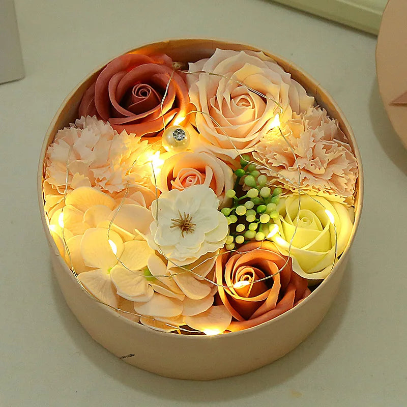 Soap Flower Box Floral Scented Bath Soap Rose Flower Petals Plant Essential Oil Flower Soap Set Mother Lover Birthday Gift Box