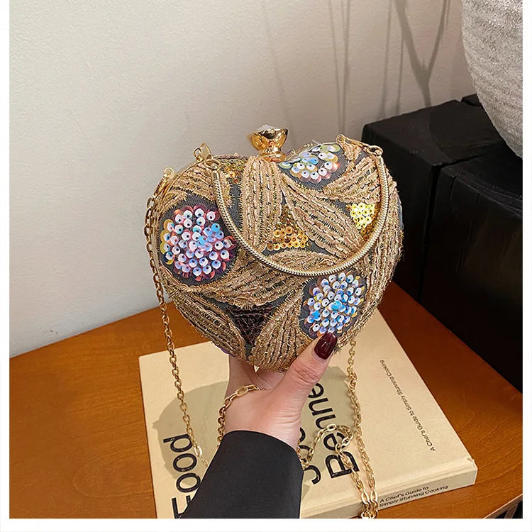 Women's Handbag2025New European and American fashion sequin shoulder baginsInternet Celebrity Retro Handheld Evening Bag