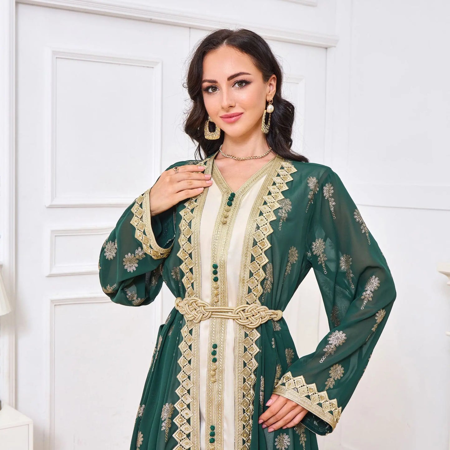 2026 New Women's Cardigan Vest Two-Piece Dress Middle Eastern Arabic Robe