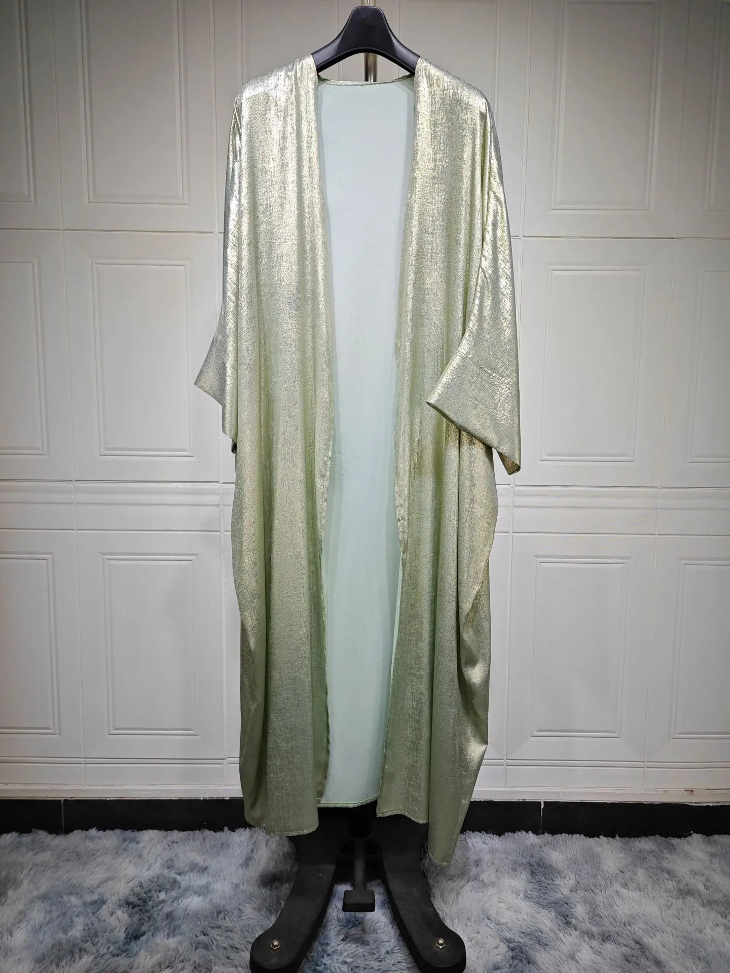 Shiny Satin Open Kimono Abaya 2025 Ramadan Dubai Luxury Muslim Kaftan Dress for Women Islam Clothing Robe Femme Musulmane
