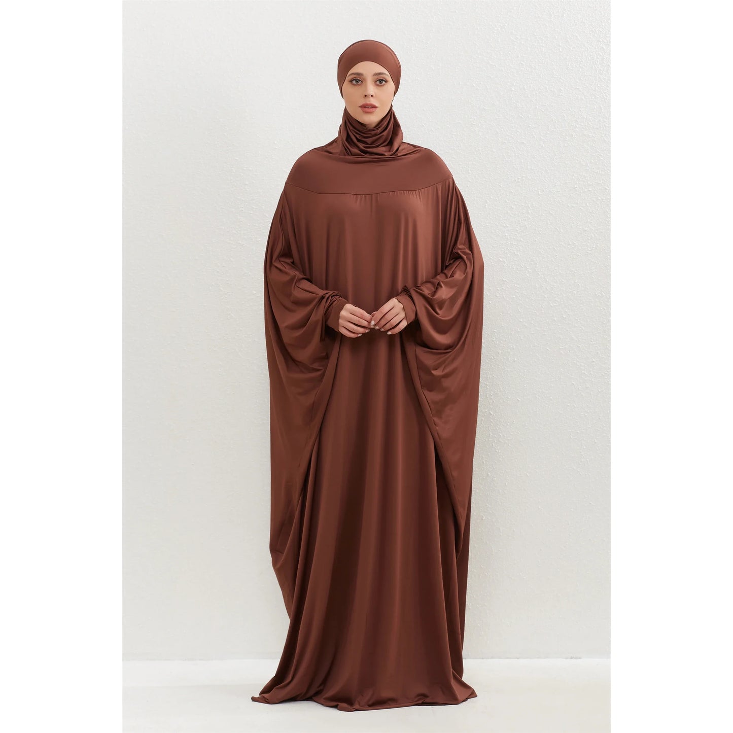 Muslim Abayas Hijab Smocking Sleeve One-piece Prayer Dress Women Jilbabs Hooded Kaftans Islamic Dubai Saudi Robe Turkish Modesty