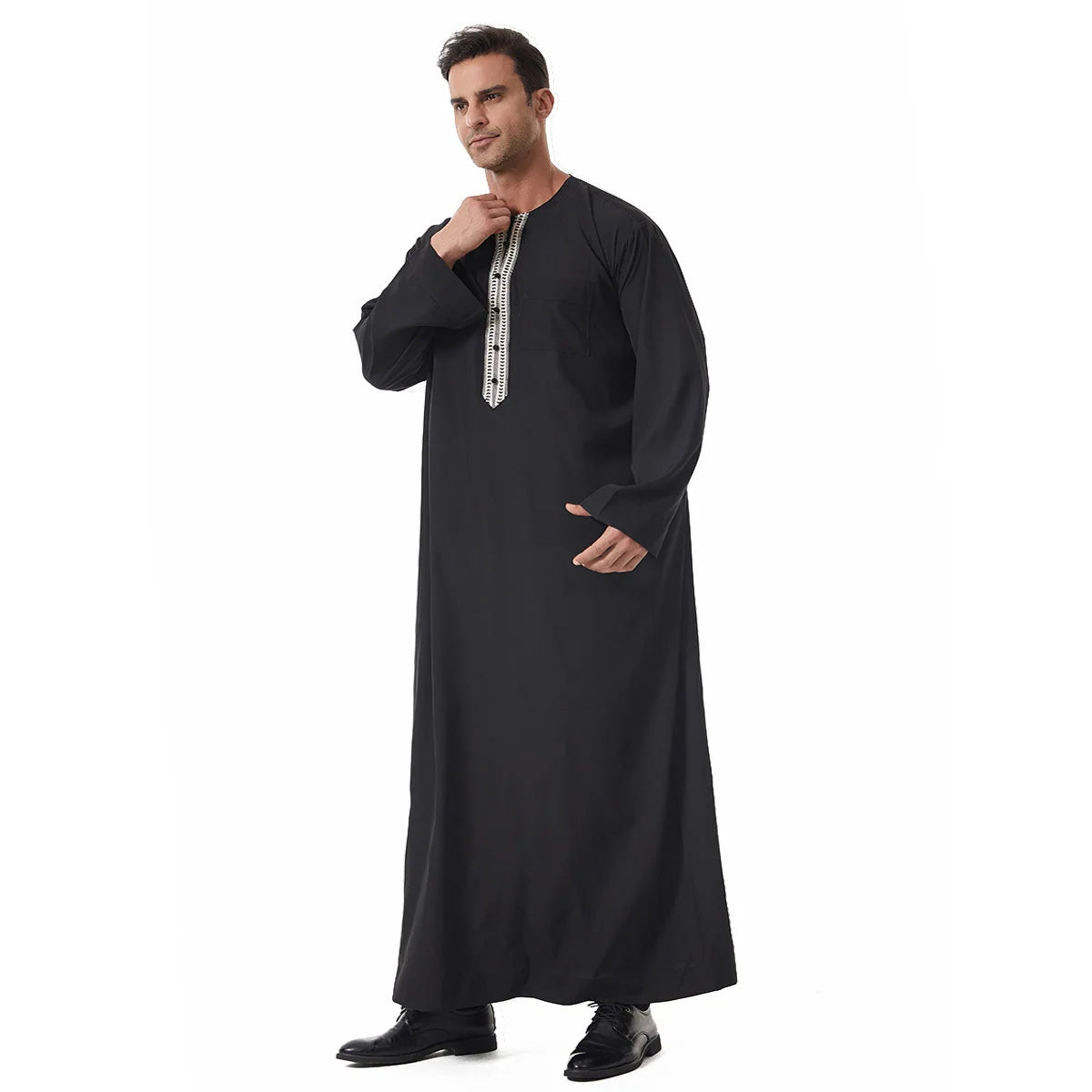 Thobes for Man Muslim Dress Islam Clothing Saudi Arabic Robe Jubba Thobe Eid Djellaba Long Sleeve Embroidery Daffah Dishdasha