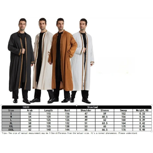 Elegant Bisht for Men Arabic Thobe Outer Robe Fashion Embroidery Islamic Jubba Kaftan Formal Ceremony Wear