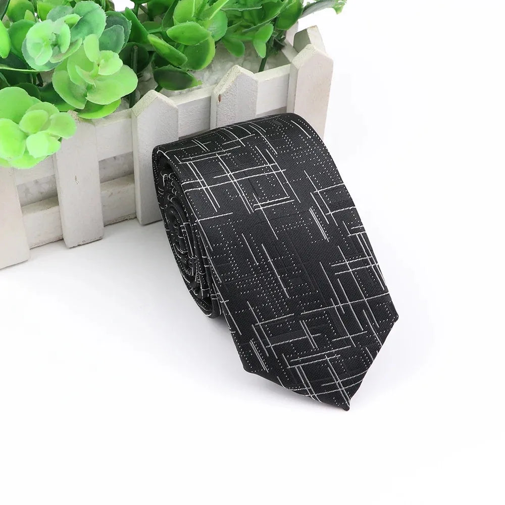 Men's 6cm Elegant Jacquard Weave Tie Vintage Embroidery Flower Rendering Pattern Necktie Business Wedding Party Accessories Gift