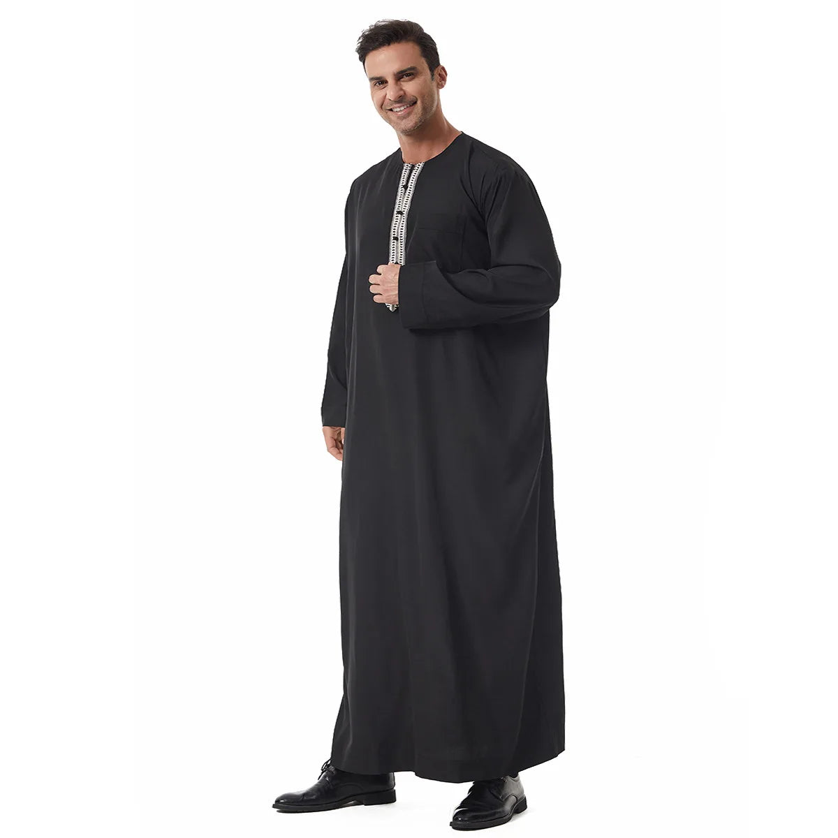 Thobes for Man Muslim Dress Islam Clothing Saudi Arabic Robe Jubba Thobe Eid Djellaba Long Sleeve Embroidery Daffah Dishdasha