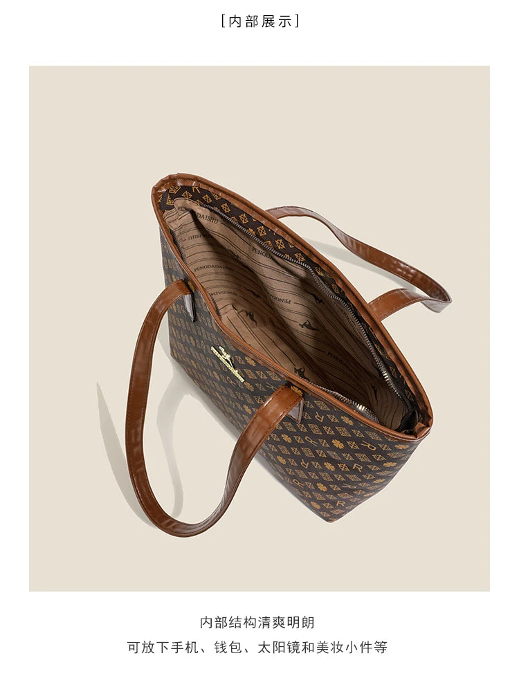 New women's cross-border fashion handbag, large-capacity shoulder bag, versatile and classic tote for commuting