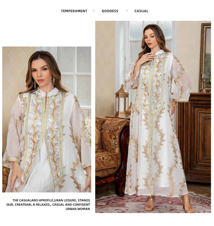 Women Party Dress Abaya Dubai Eid Muslim Mesh Embroidery Jalabiya Ramadan Dresses Morocco Kaftan Vestidos Largos Arab Long Robe