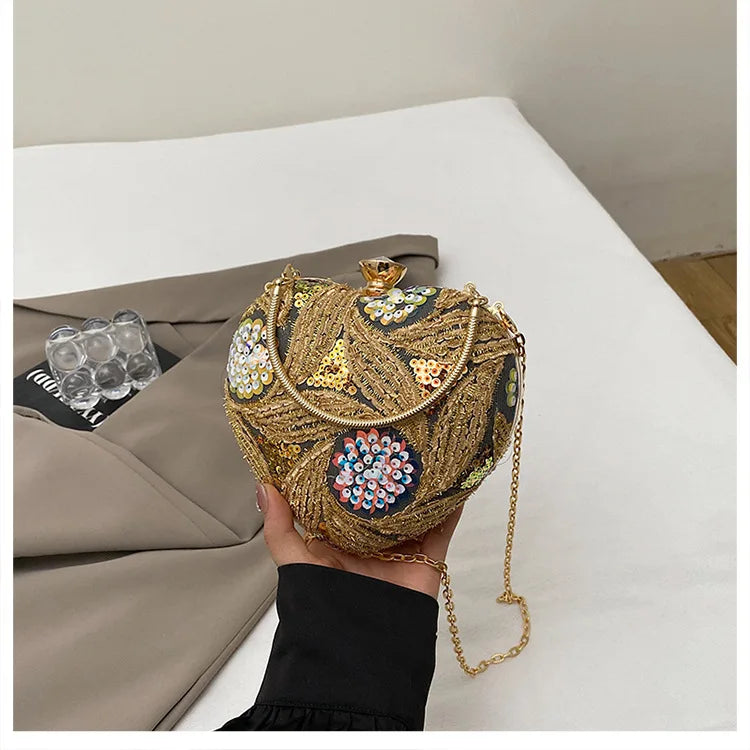 Women's Handbag2025New European and American fashion sequin shoulder baginsInternet Celebrity Retro Handheld Evening Bag