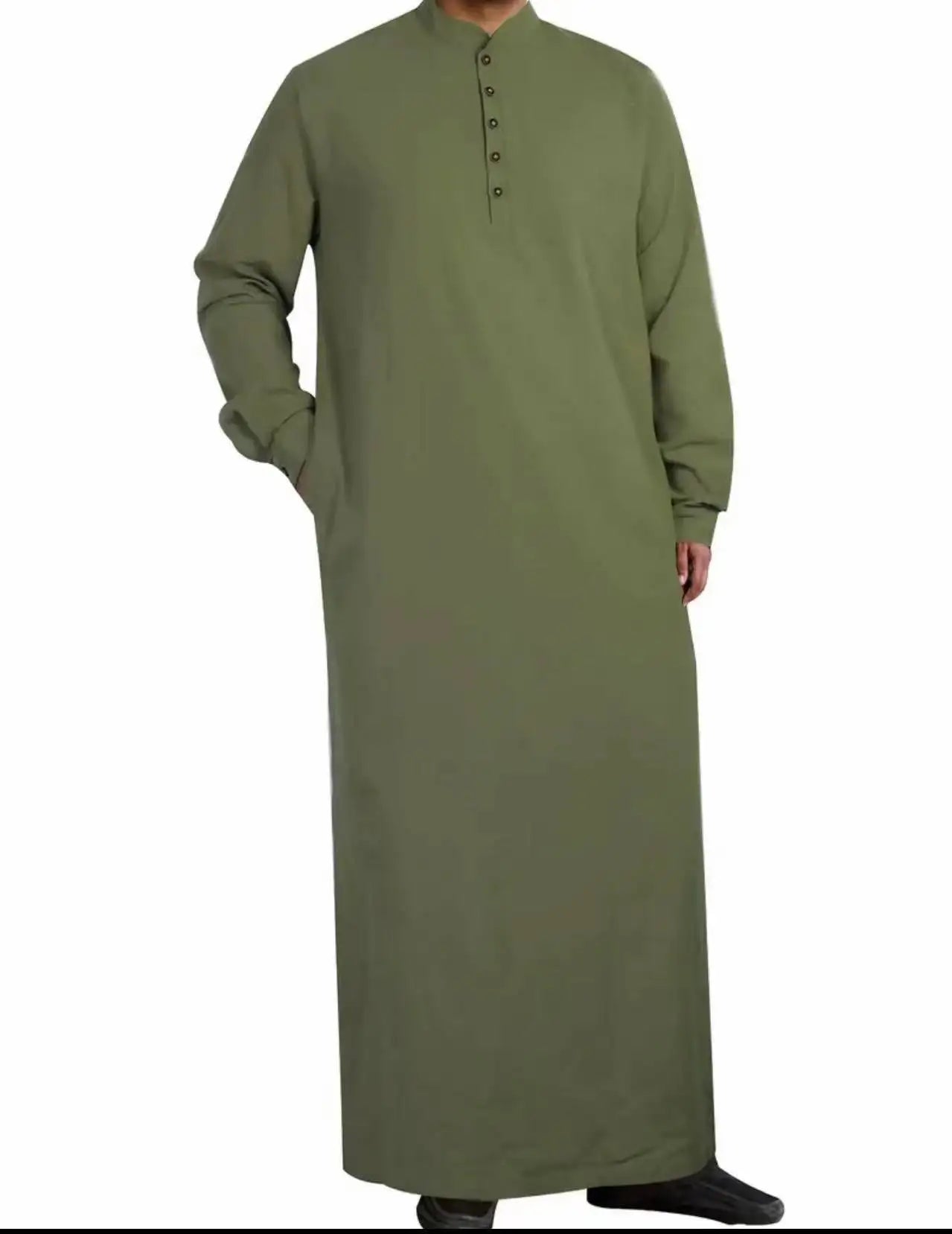2026 Arabic Style Long Men's Stand Collar Button Muslim Robe for Men