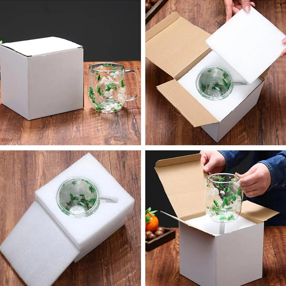 Double Walled Glass Mugs Double Wall Dried Flower Cup for Coffee Heat Resistant Dried Flower Double Wall Glass Mug for Cold
