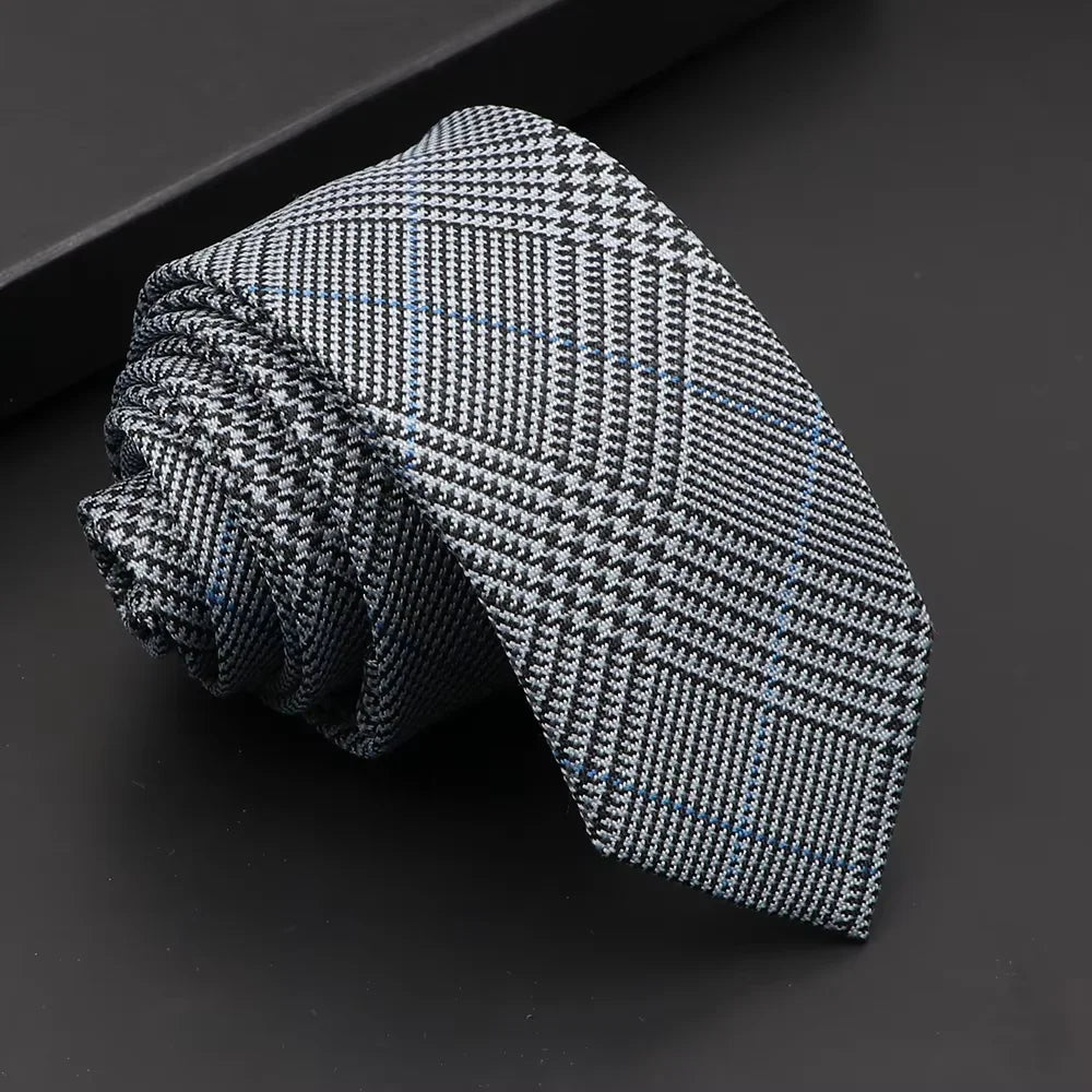 Classic Mens Solid Cotton Handmade 6cm Ties Striped Narrow Collar Slim Necktie Black Red Blue Formal Business Wedding Tie Gift