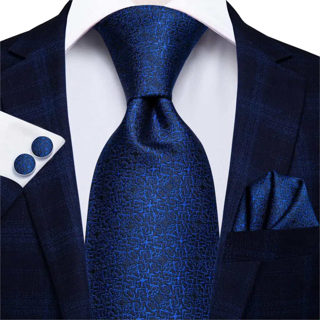 Hi-Tie Blue New Fashion Business Paisley Silk Men's Tie NeckTie 8.5cm Ties for Men Formal Luxury Wedding Quality Gravata