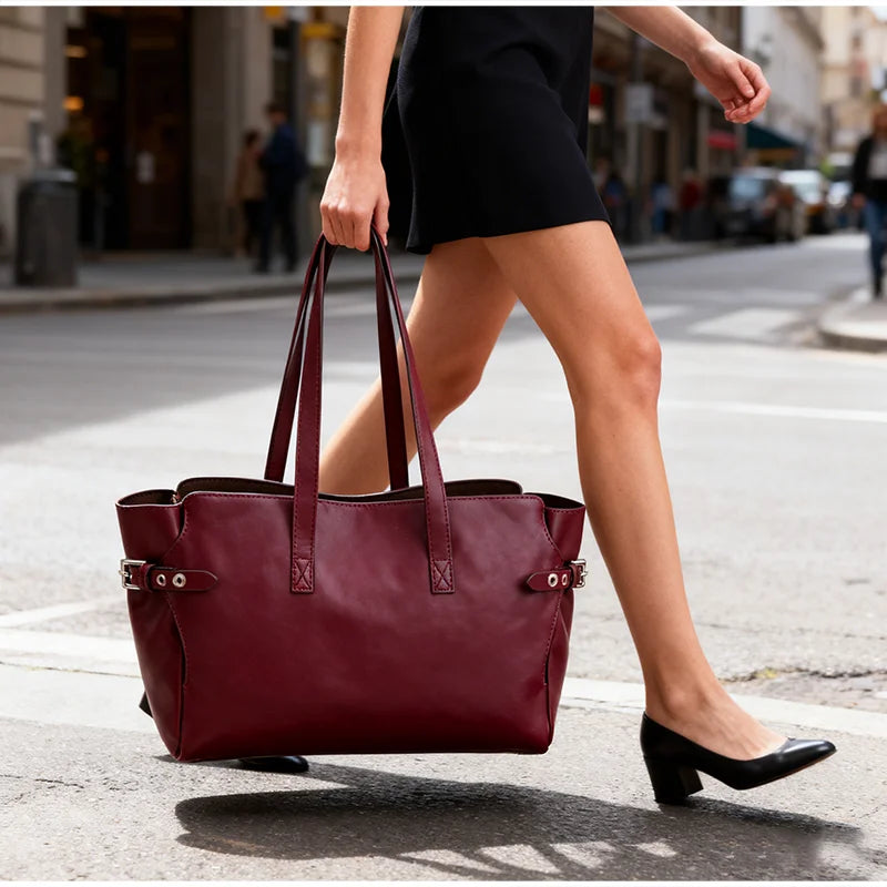 Bag Set: Tote Bag With Matching Purse,Designer Wing Style Women Underarm Shoulder Bag,Large Capacity Spacious Handbag,Burgundy