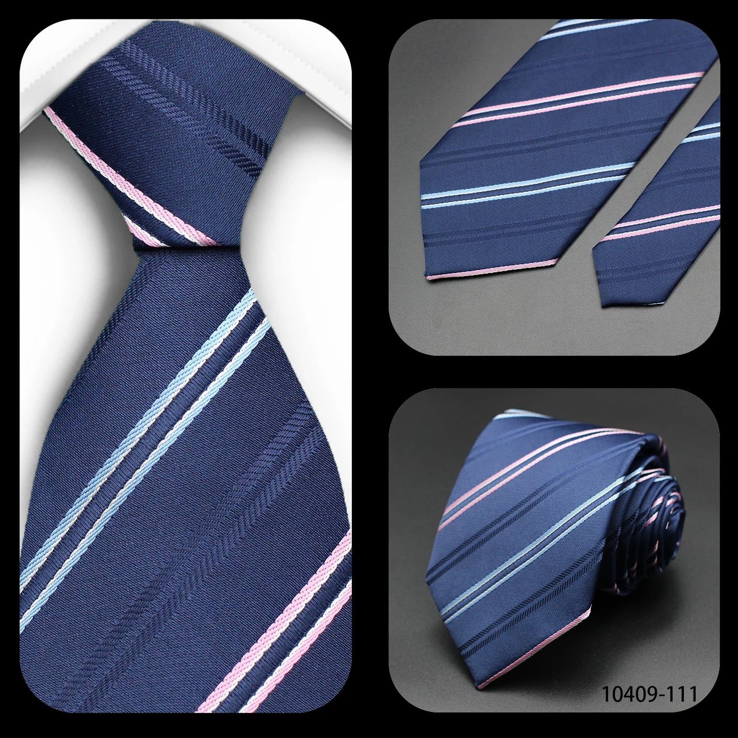 Tie Gravatas Fashion Wholesale Woven Striped Necktie Wedding Accessories Blue Man Fit Group Party Office Neck Ties