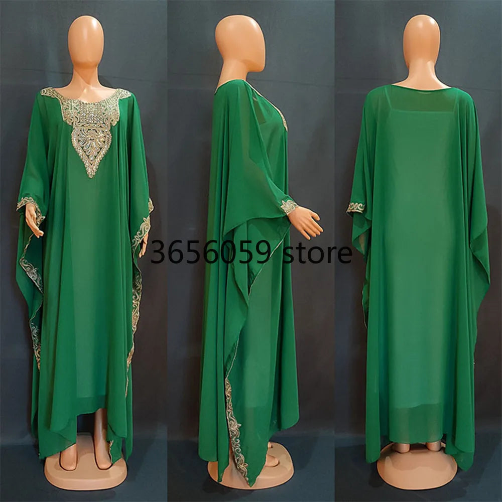 Ramadan Muslim Kaftan Abaya Dress Women Dubai Elegant Gowns Outfits African Chiffon Maxi Dress Boubou Robe Djellaba Femme