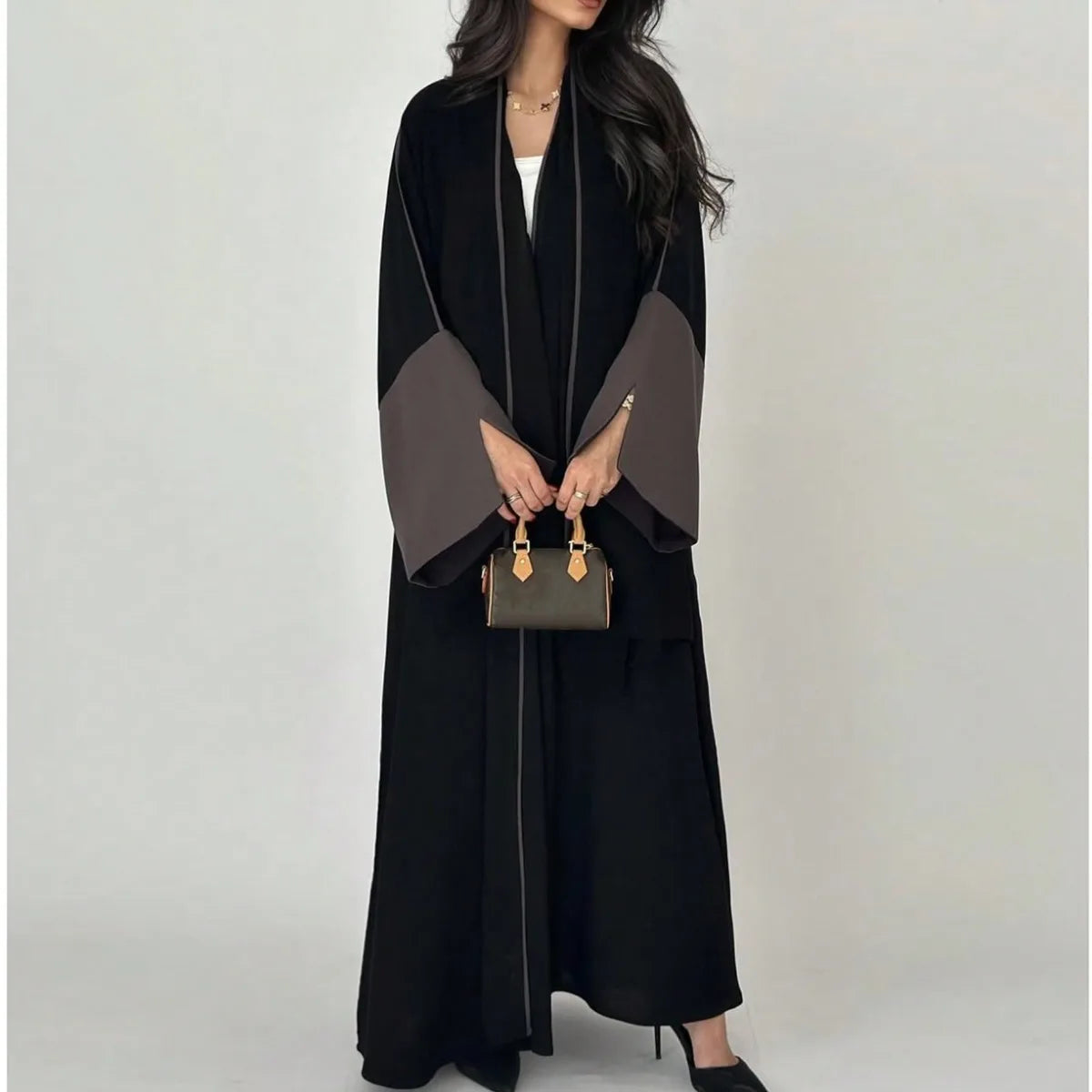 Middle Eastern Loose Abaya Muslim Full Sleeve Open Front Abayas Elegant Kaftans Women Jilbabs Arabian Islamic Maxi Dresses