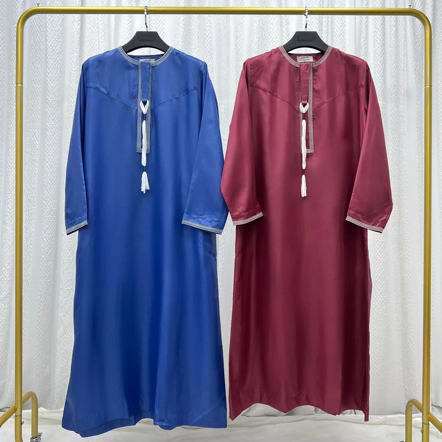 Eid Ramadan Muslim Fashion Abayas for Men Long Sleeve Dress Robes Embroidered Jubba Thobe Dubai Arab Saudi Kaftan Islam Clothing