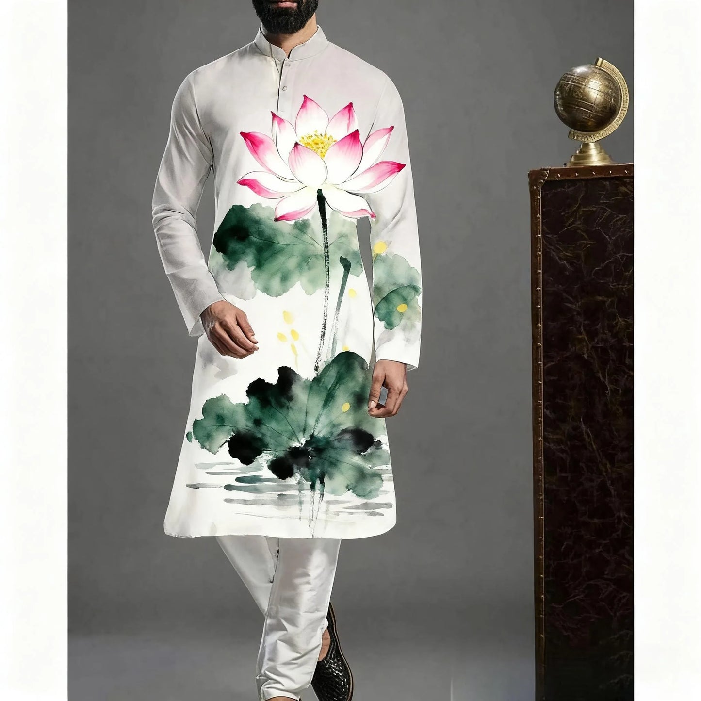 Men Islamic Arabian Patchwork Striped Embroidery Eid Muslim Long Robe Jubba Casual Loose  Muslim Dress Men Abayas