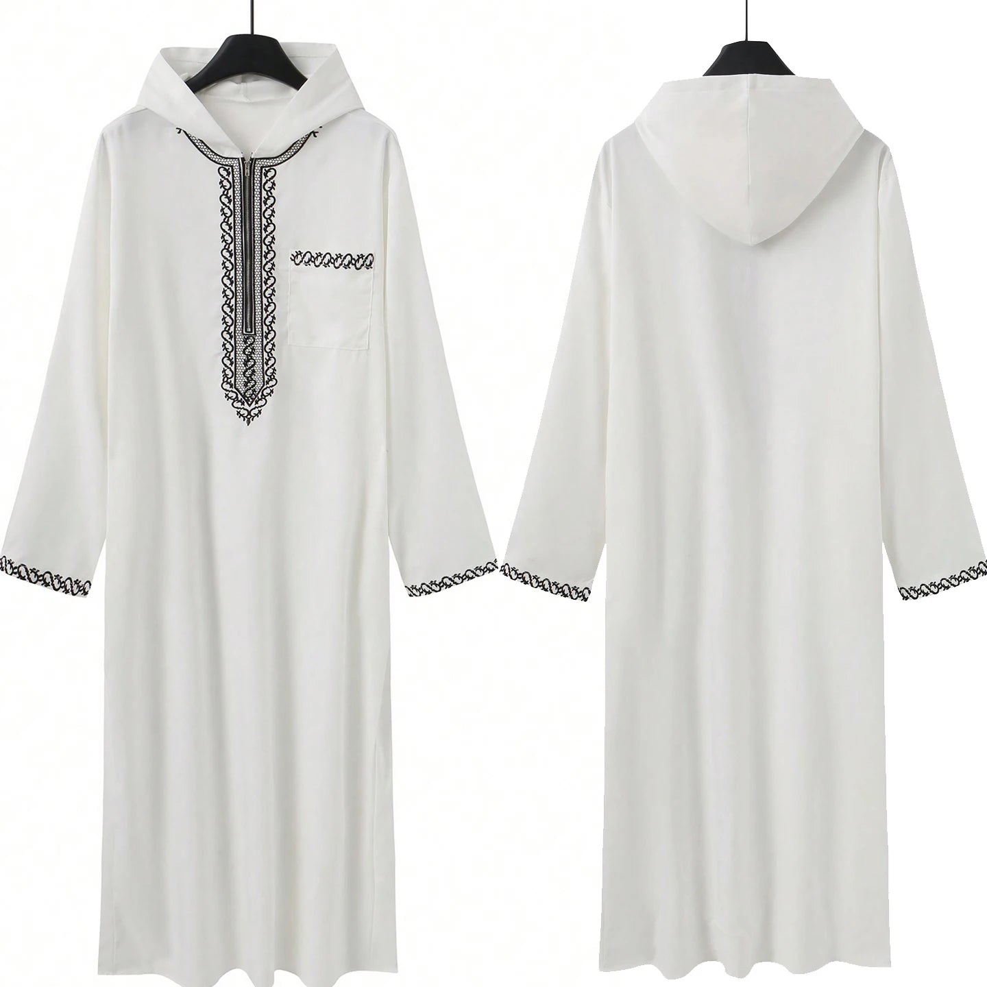 Muslim Men's Robes Loose Embroidered Robes Arabic Thobe Ethnic Style Traditional Casual Thawb Islamic Prayer Clothes Moroccan Dr