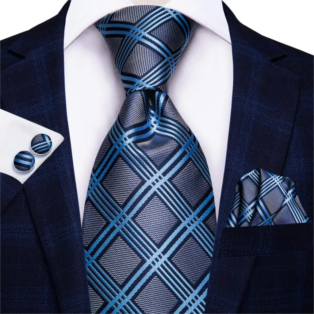 Hi-Tie Blue New Fashion Business Paisley Silk Men's Tie NeckTie 8.5cm Ties for Men Formal Luxury Wedding Quality Gravata