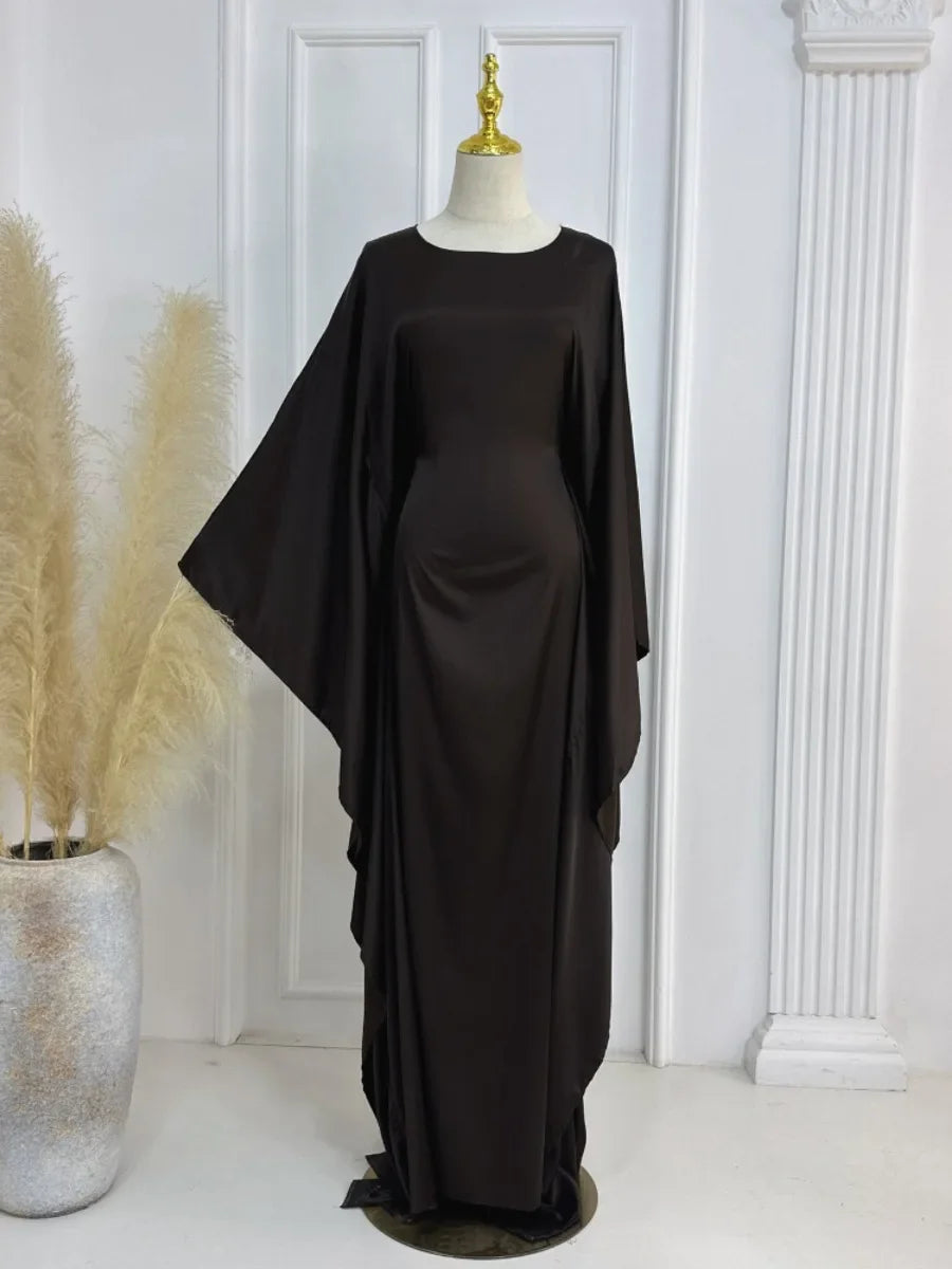 Eid Modest Bat Sleeve Muslim Party Dress for Women Ramadan Abaya Long Dress Kaftan Vestidos Largos Dubai Robe Jalabiya 2024