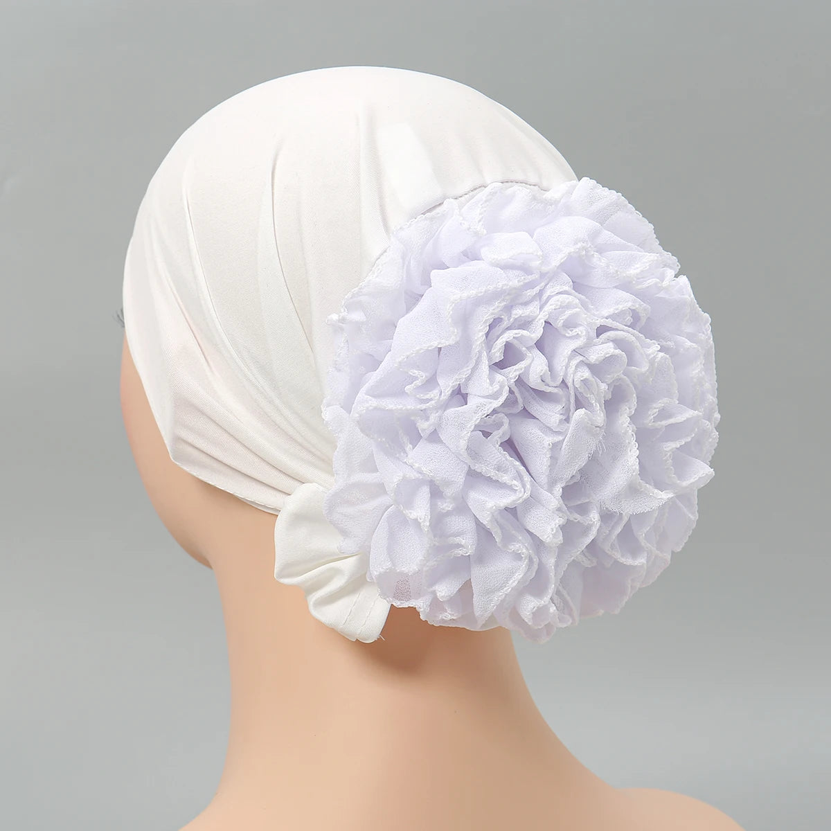 Muslim Hijabs for Women Thin Modal Bottom Hat Scarf  Solid Color Turban with Lace Panhua Islam Head Wrapping Tie Back Headband