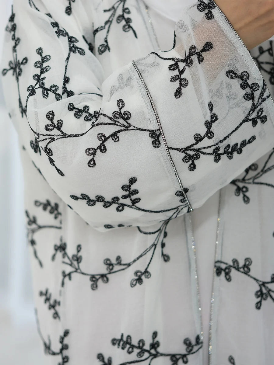 Muslim Women Dubai Abaya Luxury Embroidery Floral Long Dress Kimono Cardigan Kaftan Modest Robe Femme Islamic Clothing Kebaya