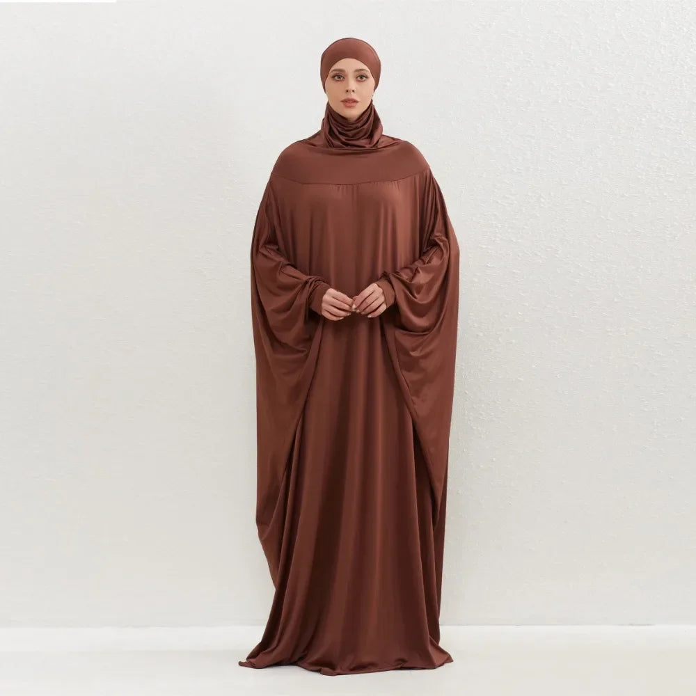 Muslim Abayas Hijab Smocking Sleeve One-piece Prayer Dress Women Jilbabs Hooded Kaftans Islamic Dubai Saudi Robe Turkish Modesty