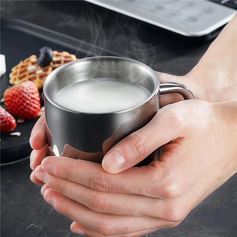 Double Wall Stainless Steel Coffee Mug with lid Portable Cup Travel Tumbler Jug Milk Tea Cups Office Water Mugs