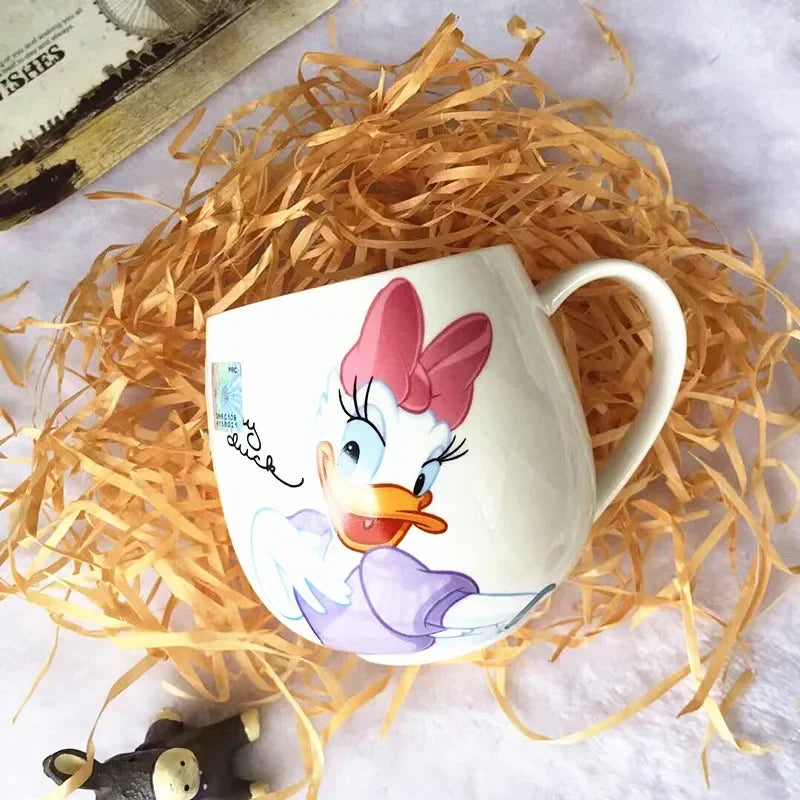 300ML Disney Mickey Mouse Minnie Mouse Coffee Mugs Cute Cartoon Donald Milk Mugs Creative Fashion Mugs Handle Kids Water Cup