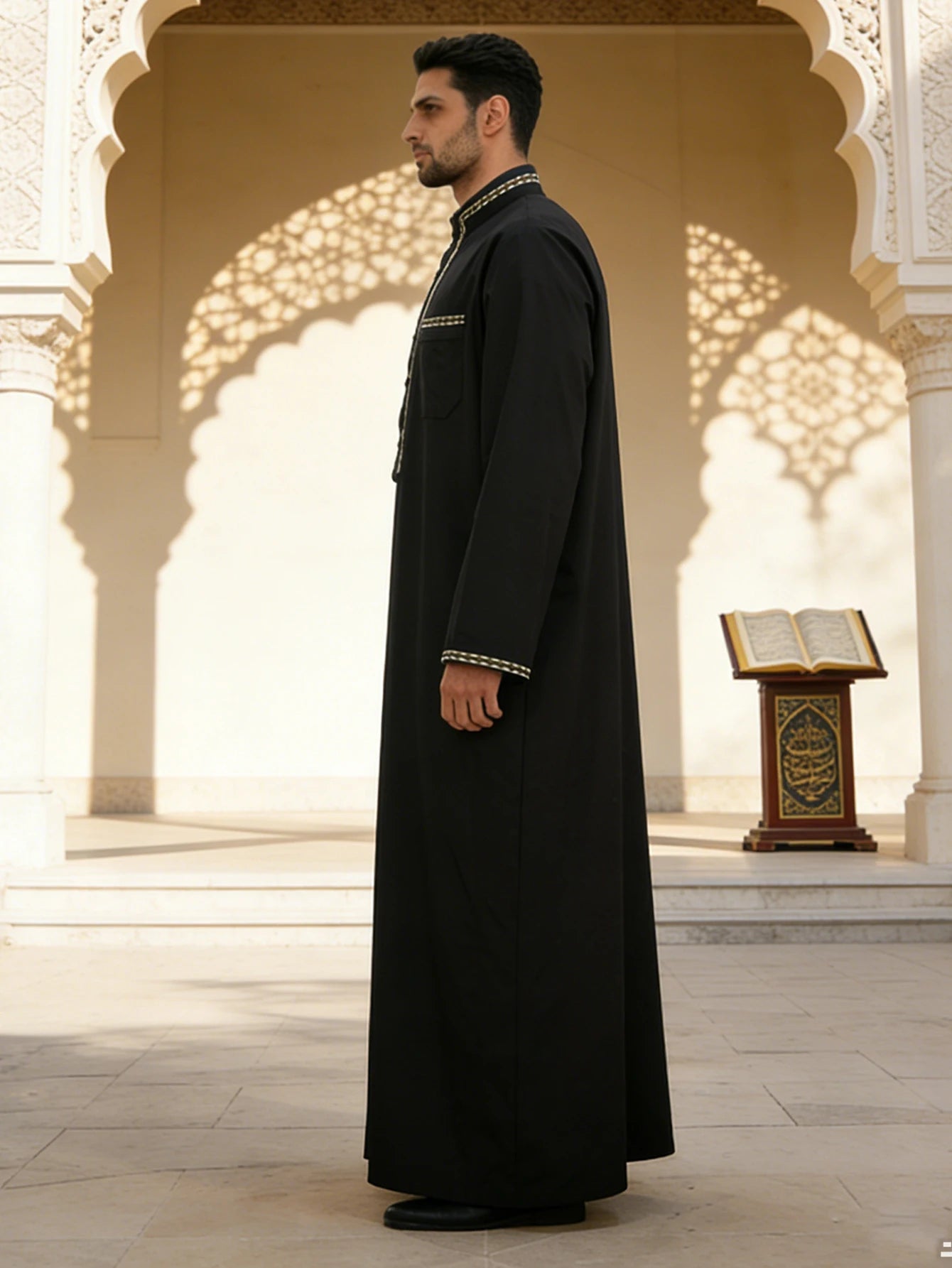 Men's  Thobe Comfortable Men's Long Sleeve Casual Robe - Perfect for Lounging and Relaxing at Home