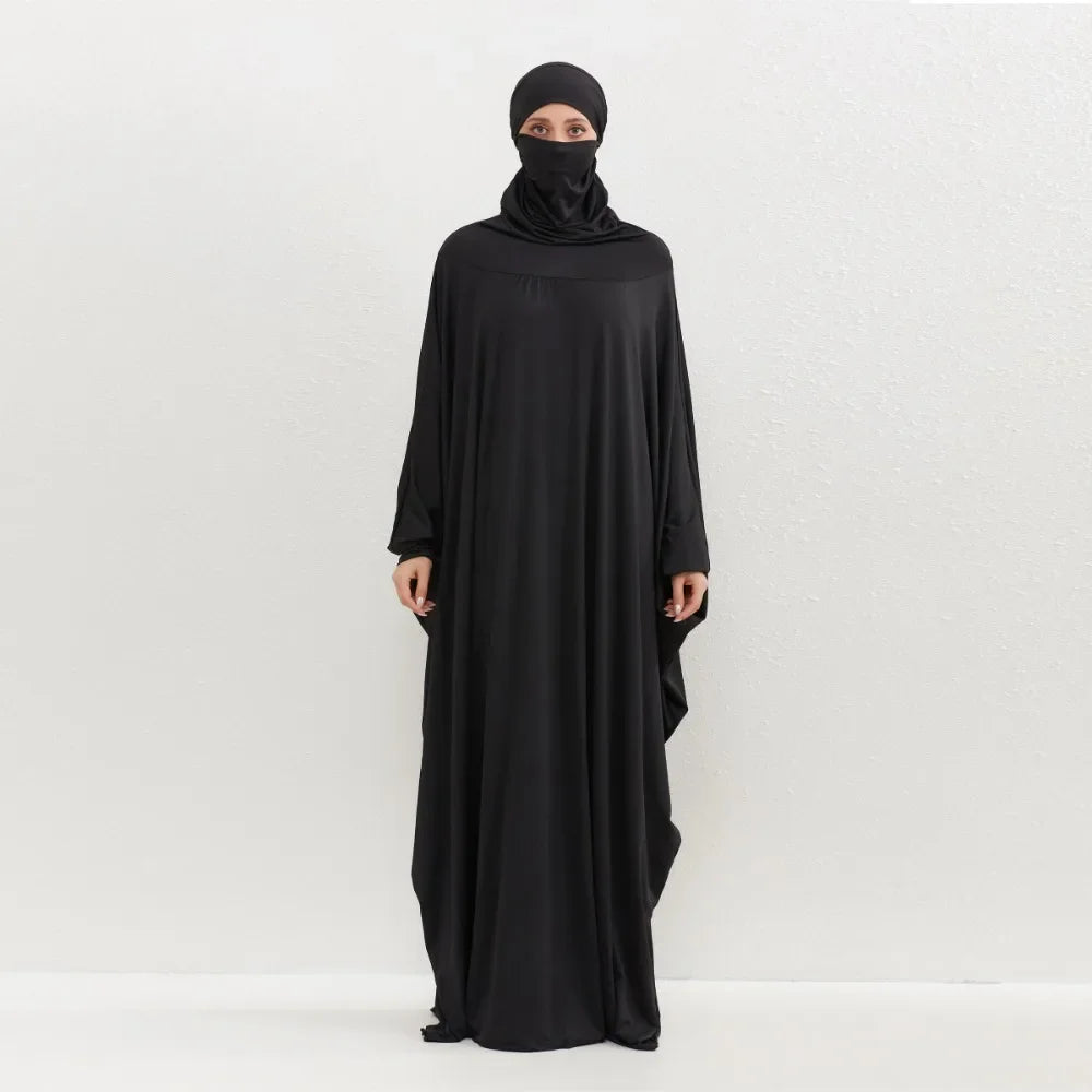 Muslim Abayas Hijab Smocking Sleeve One-piece Prayer Dress Women Jilbabs Hooded Kaftans Islamic Dubai Saudi Robe Turkish Modesty