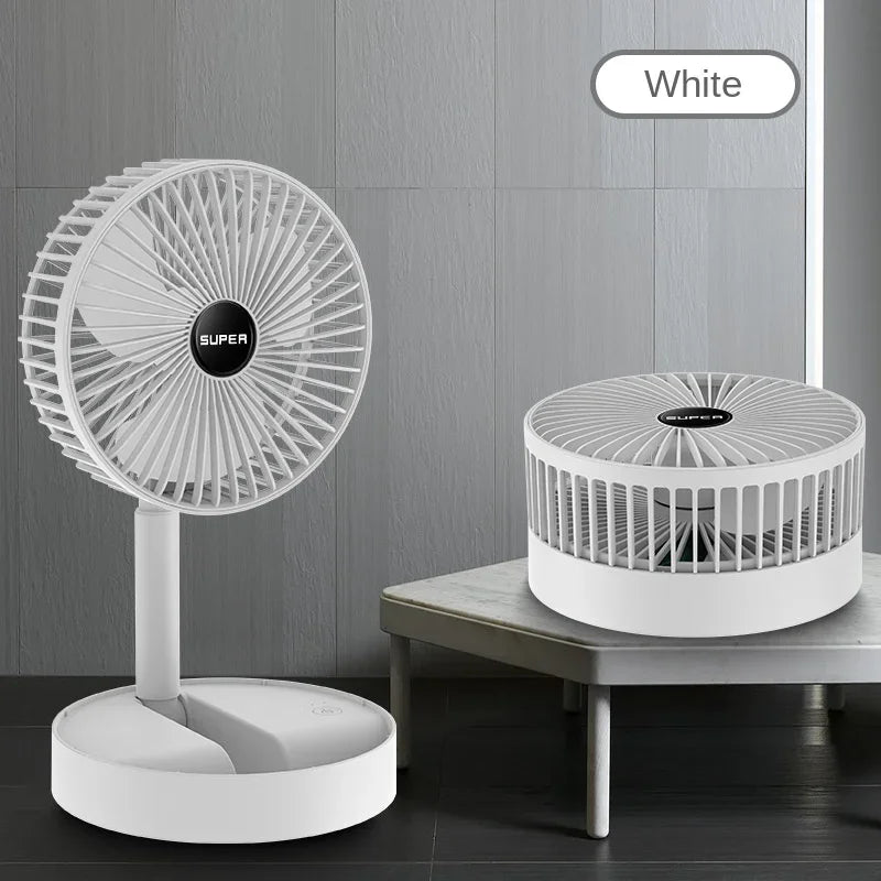 Mini Desktop Foldable Fan Portable Household USB Rechargeable Retractable Mute Fan Electric Adjustable LowNoise Long Standby Fan