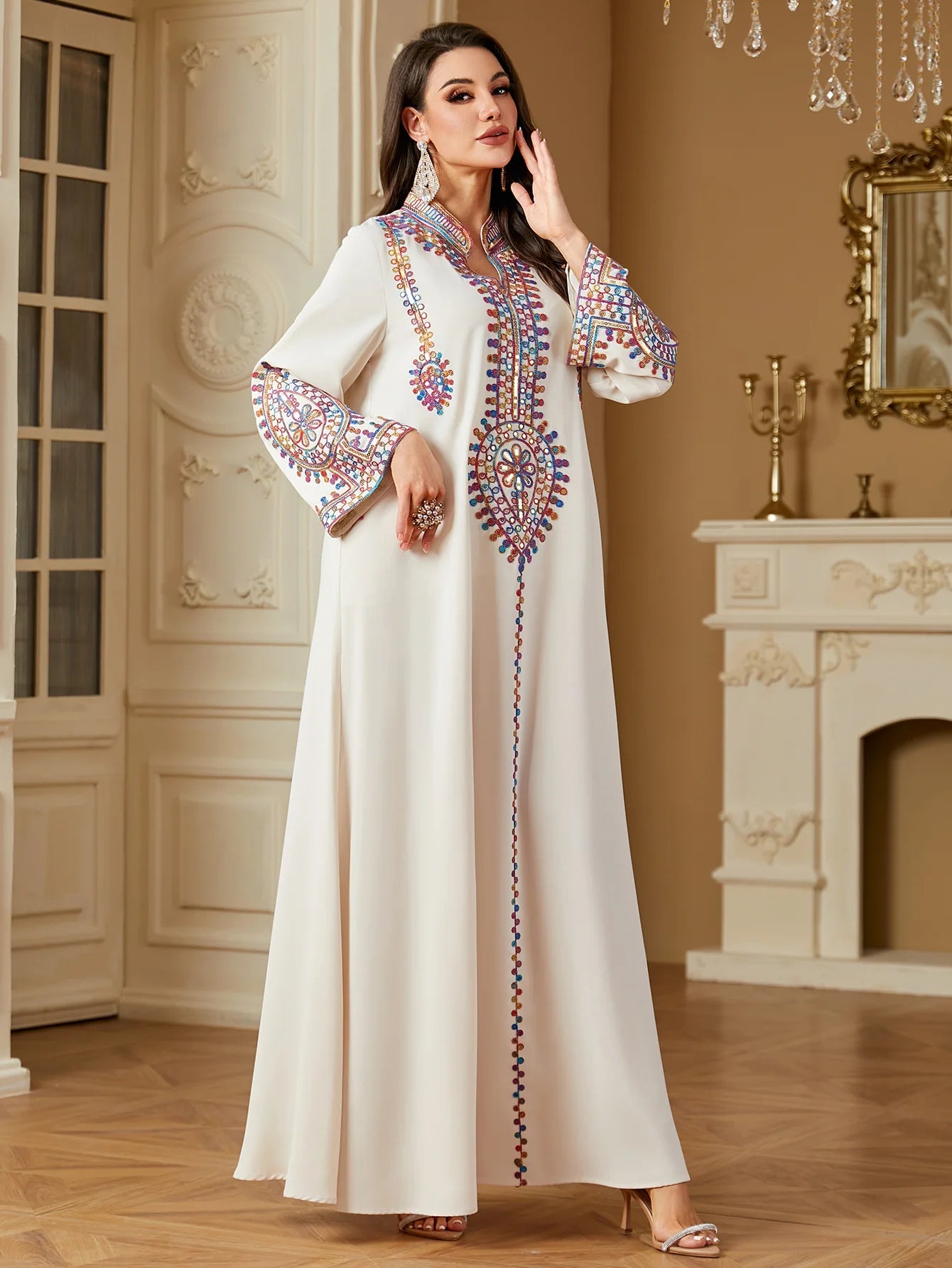 Eid Muslim Embroidery Dress for Women Abaya Party Long Dresses  Caftan Robe Jalabiya Ramadan Morocco Dubai 2025 Vestidos Largos