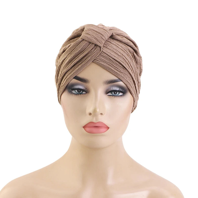 New Muslim Women Solid Color breathable headscarf hat Indian hat ethnic headscarf Hijab Hat Turban