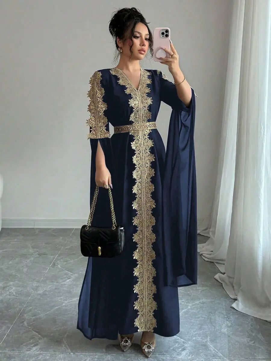 Eid Women Party Dress Abaya Split Long Sleeve Muslim Jalabiya Ramadan Solid Vestidos Largos V Neck Dresses Arab Long Robe 2026