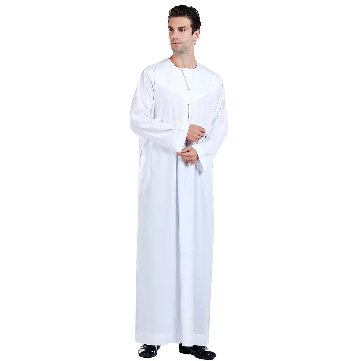Men Abaya Solid Muslim Long Sleeve Button Dress Pakistan Islam Clothing Jubba Thobe Saudi Arabia Kleding Kaftan Oman Qamis Homme