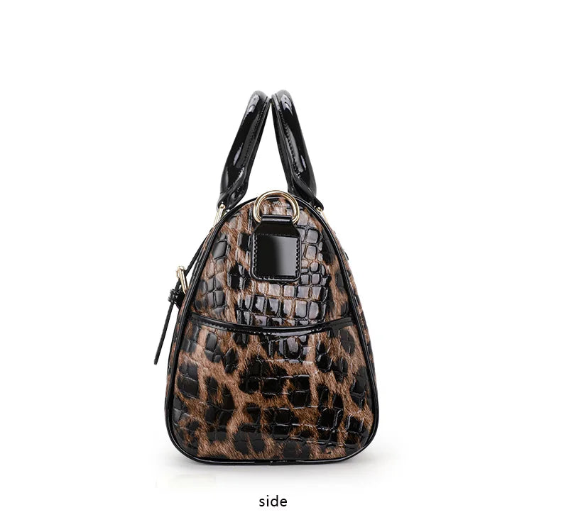 he Aidrani women's handbag, expertly made from hi - quality materials, is a luxurious leopard print Boston bag with its fashiona