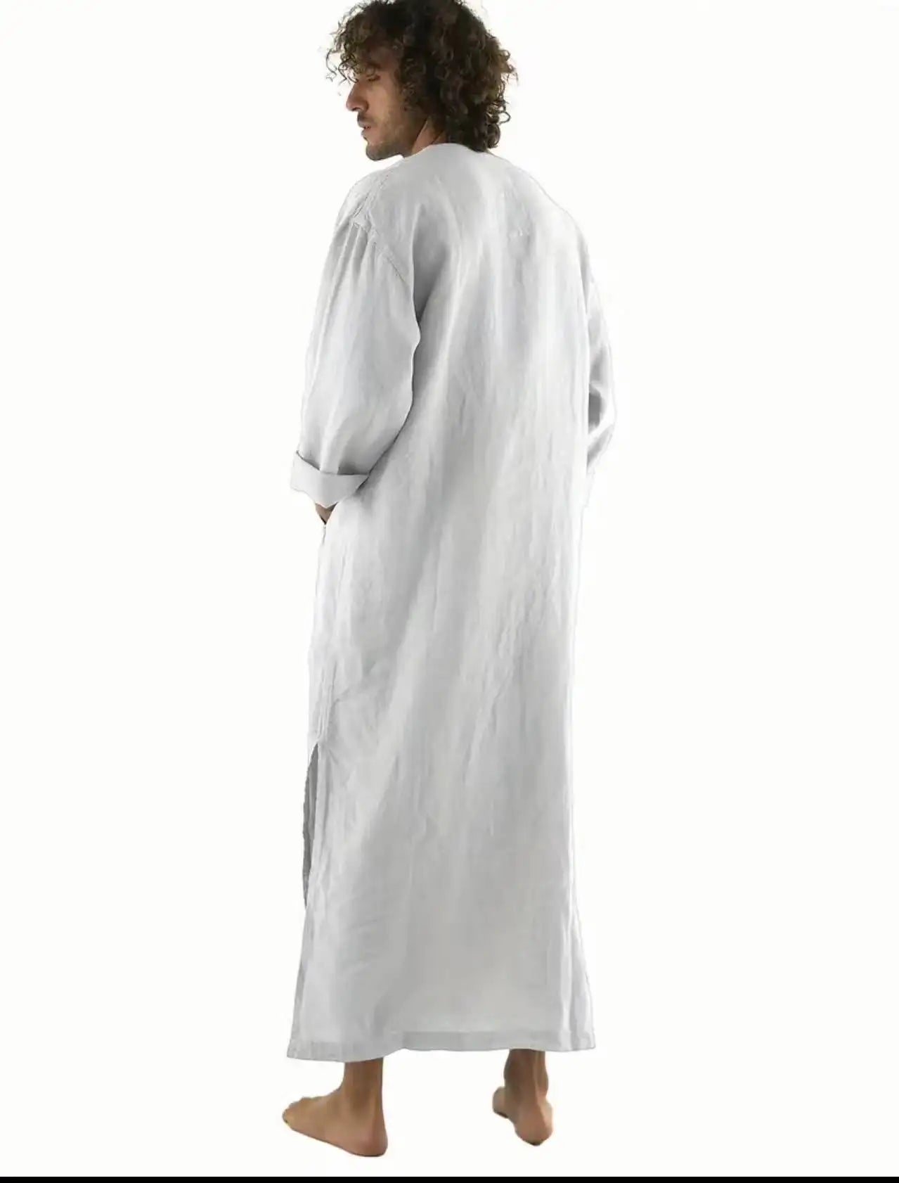 2026 Arabic Style Long Men's Stand Collar Button Muslim Robe for Men