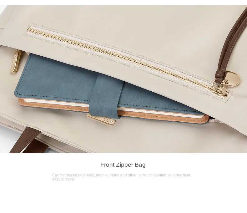 GOLF Women's Handbag Elegant Briefcase Tote Woman Business Leather Handle Nylon Lightweight 15 inch Shoulder Bag Multi Pockets