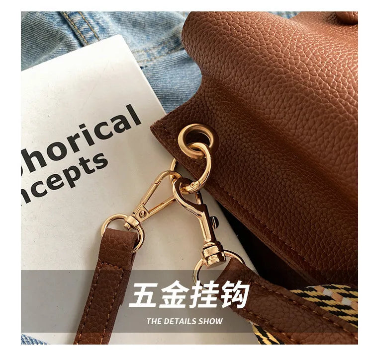 Fashion Bucket bag for women Handbag PU leather Shoulder Bag Luxury designer Wide Strap Ladies Crossbody Bag female Totes bolsa