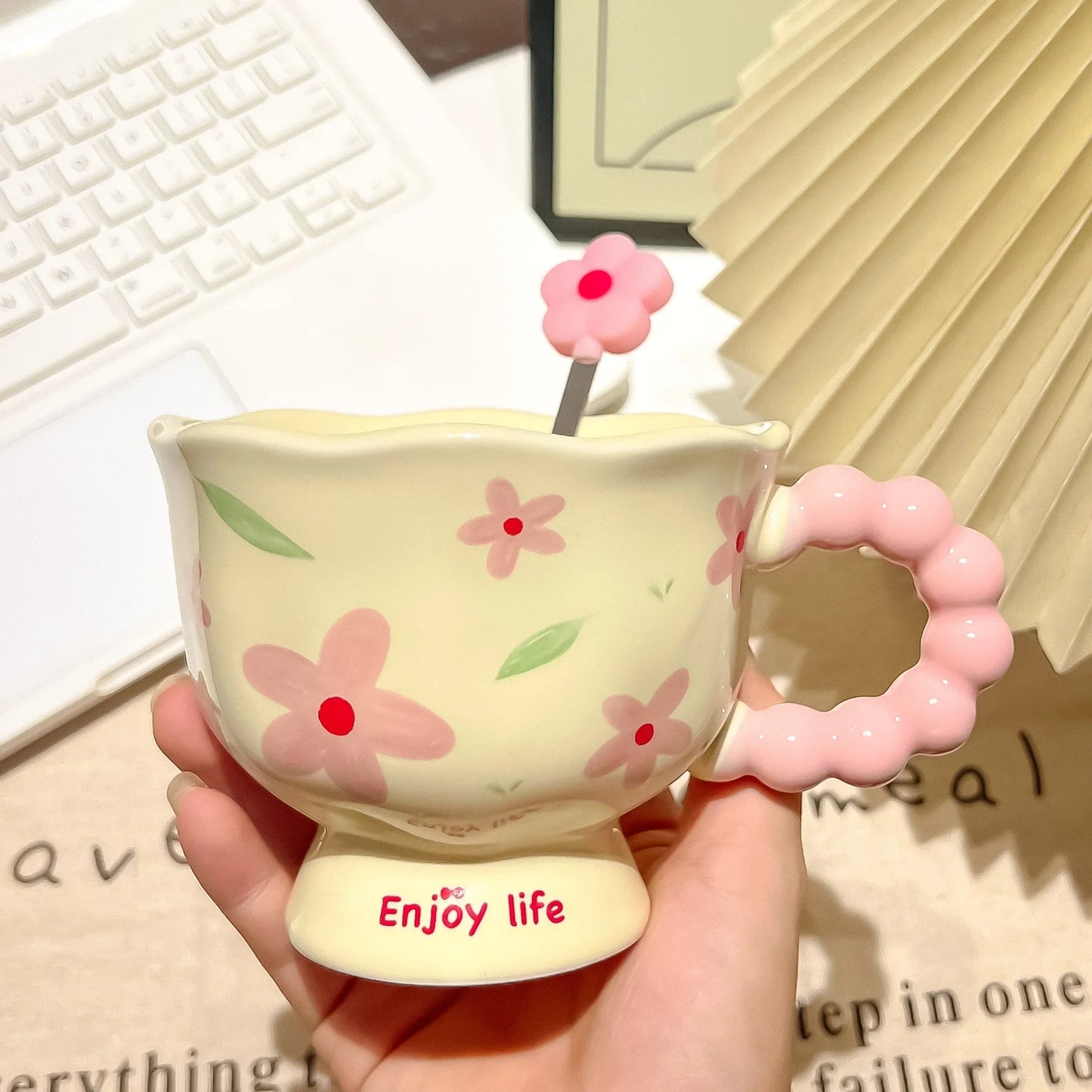 Coffee Cup Mugs Coffee Cups Creative Flower Designed Mug Household Ceramic Cup High Quality and Value Water Cup as Souvenir Gift